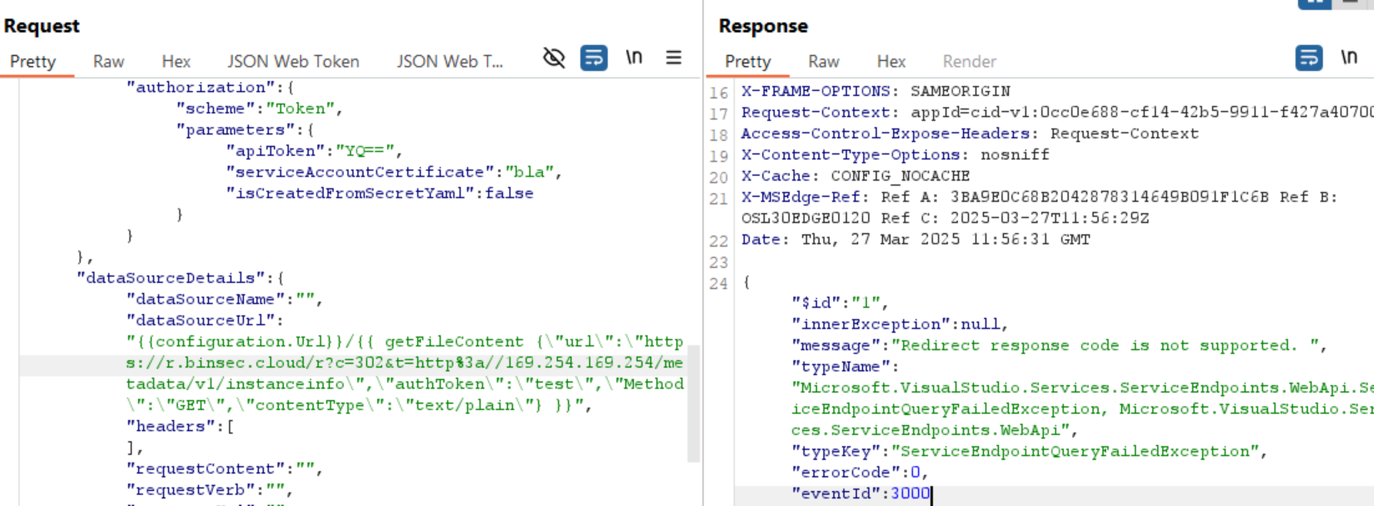 The request made by the `getFileContent` template helper is no longer following redirects.