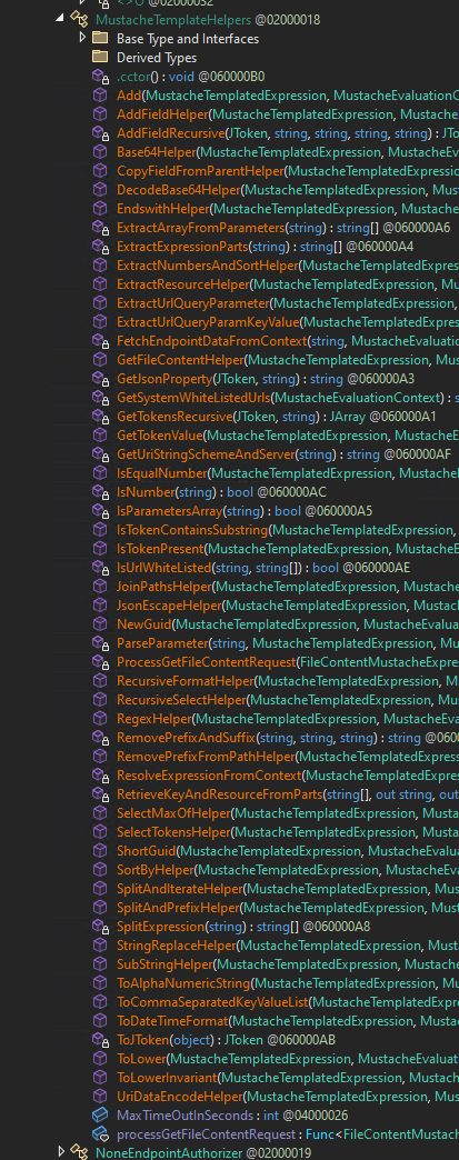 The list of Mustache helpers that are registered.
